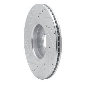 Ford Focus Brake Rotor (1) - Front Right - R1 Concepts - Drilled & Slotted - Silver - `14-`19